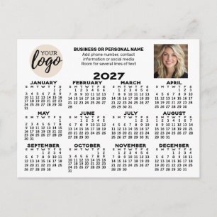 Kalender - Logo, Foto, Geschäftskontakt - weiß Postkarte