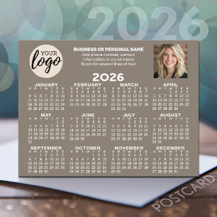 Kalender - Logo, Foto, Geschäftskontakte - beige Postkarte