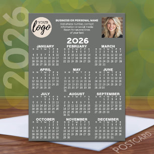 Kalender - Logo, Foto, Geschäftskontakte - grau Postkarte
