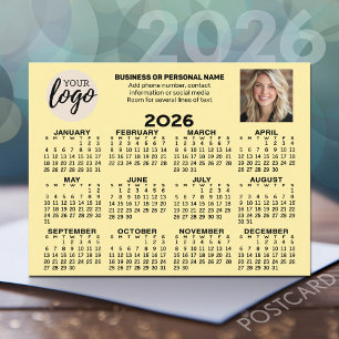 Kalender - Logo, Foto, Geschäftskontakte - Pastell Postkarte