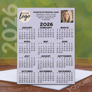 Kalender - Logo, Foto, Geschäftskontakte - Pastell Postkarte