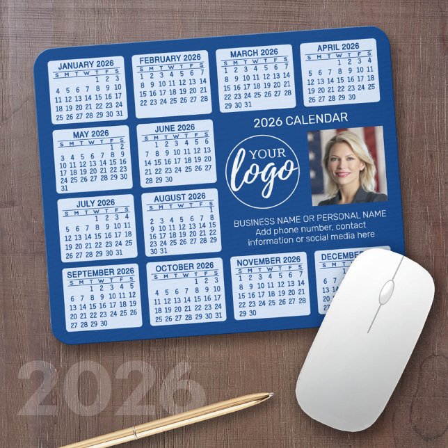 Kalender - Logo, Foto Mousepad (2026 Calendar with a Photo Collage on a Mousepad)