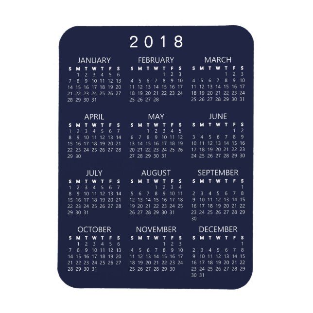Kalender-Magnet 2018 - Dunkelgrau Magnet (Vertikal)
