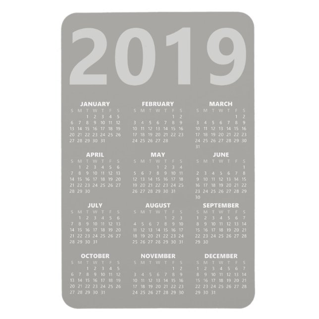 Kalender-Magnet 2019 - leicht grau Magnet (Vertikal)