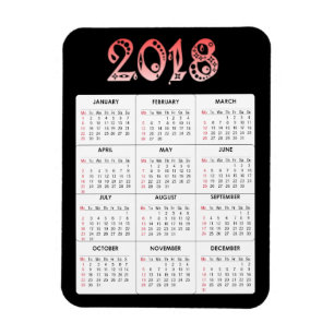 Kalender-Magnet des Rot-2018 Magnet
