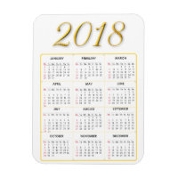 Kalender-Magnet Gold und Weiß 2018