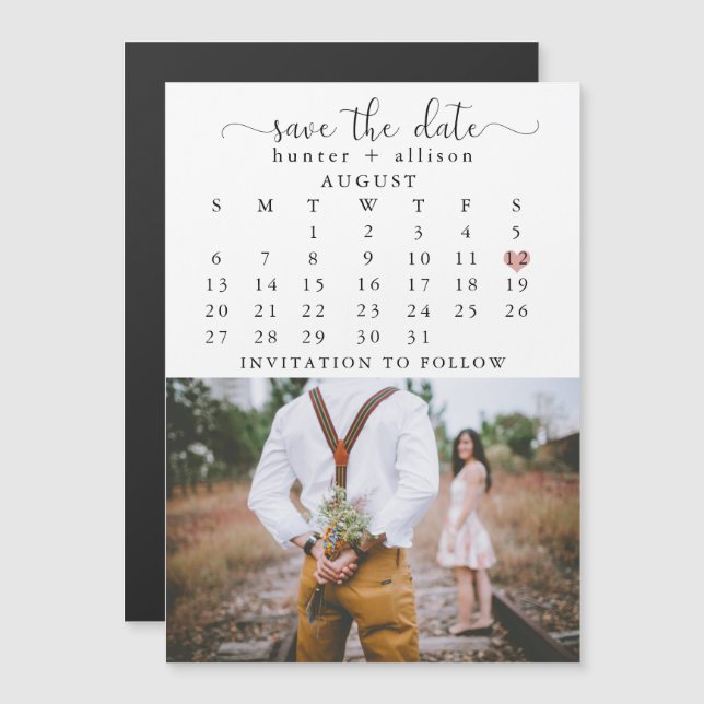 Kalender-Magnet | SAVE THE DATE Magneteinladung (Vorne/Hinten)
