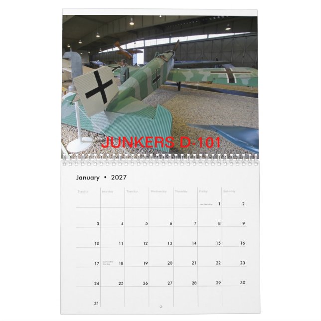 Kalender mit 2013 Flugzeugen (Jan 2027)