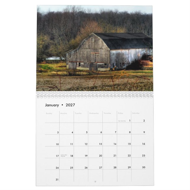 Kalender mit 2013 großer alter Scheunen (Jan 2027)