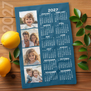 Kalender mit 4 Foto Collage Blue Geschirrtuch