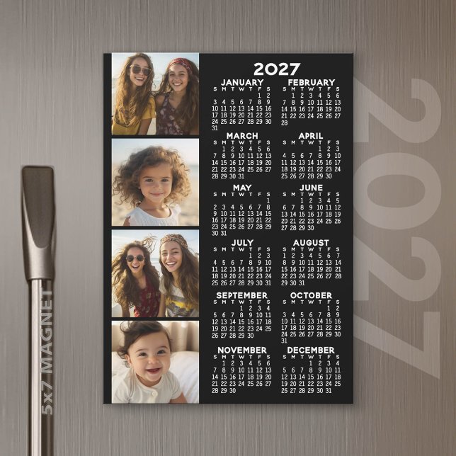 Kalender mit 4 Fotocollagen Magnetkarte (2027 Calendar Magnet)