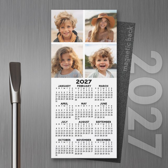 Kalender mit 4 Fotomaterial - Modern Magnet (2027 Calendar Magnet with Photo Option - Great Refrigerator Magnet Calendars)