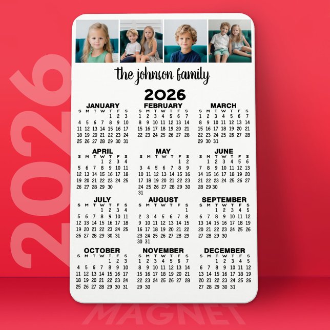Kalender mit 4 Fotos Magnet (2026 Calendar Magnet)