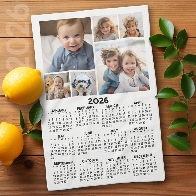 Kalender mit 6 Fotomaterial - Schwarzweiß Geschirrtuch (2026 Calendar)