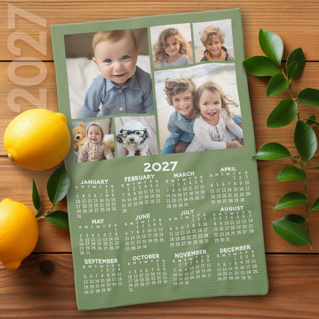 Kalender mit 6 Fotomaterial - Seite Grün Geschirrtuch (2027 Calendar on a Kitchen Towel)