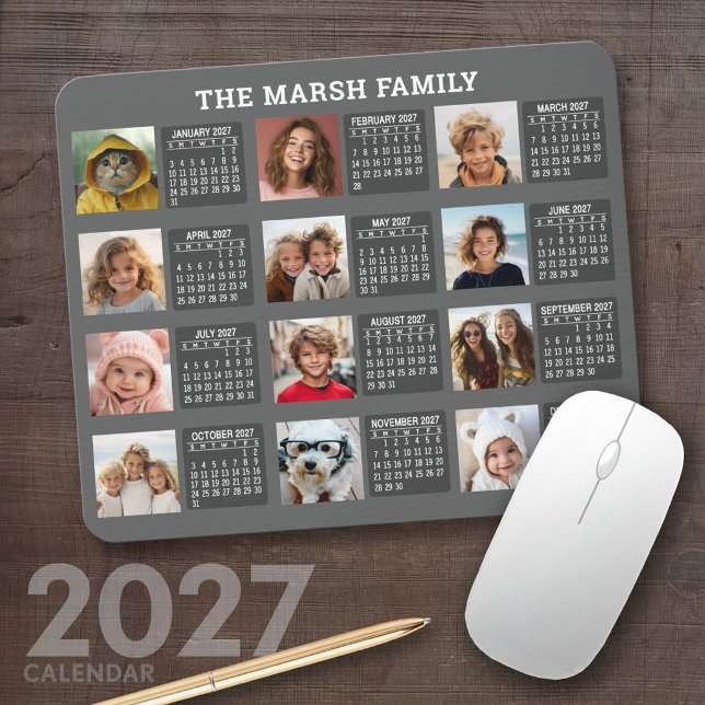Kalender mit einem Bild für jeden Monat Mousepad (2027 Calendar Mousepad)