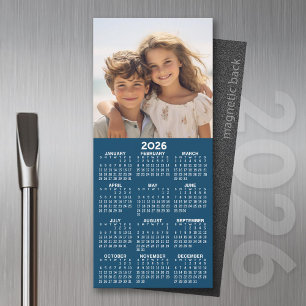 Kalender mit Foto Collage blauer Hintergrundmagnet Magnetkarte