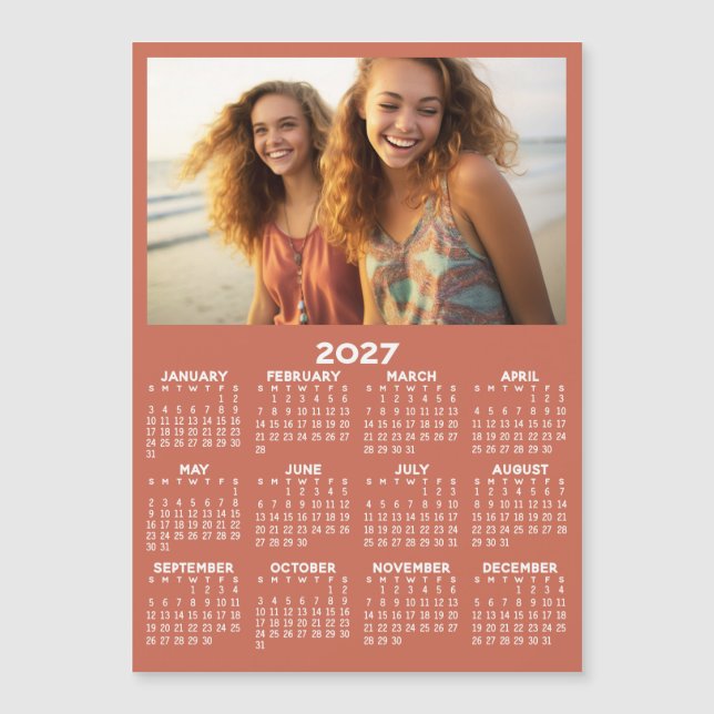 Kalender mit Foto Full Year View Modern Magnet (Vorderseite)
