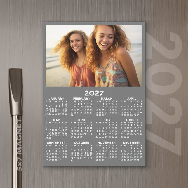 Kalender mit Foto Full Year View Modern Magnet (2027 Calendar)
