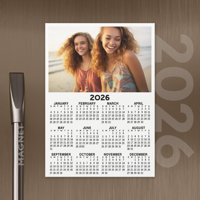 Kalender mit Foto Full Year View Modern Magnet (2026 Calendar with A Photo and Magnetic Back)