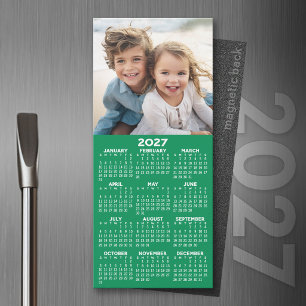 Kalender mit Foto - grüner Hintergrund Magnetkarte