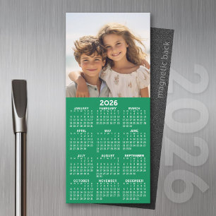 Kalender mit Foto - grüner Hintergrund Magnetkarte