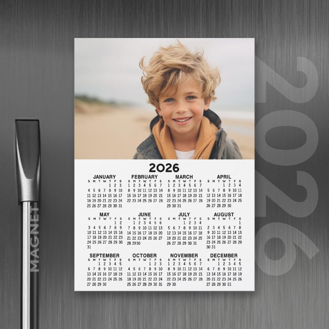 Kalender mit Foto - Jahr-Ansicht Magnetkarte (2026 Calendar with A Photo and Magnetic Back)