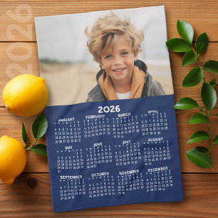 Kalender mit Foto - Jahresansicht - Navy Blue Geschirrtuch