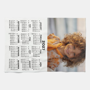 Kalender mit Foto - Jahresansicht - Schwarz Weiß Geschirrtuch