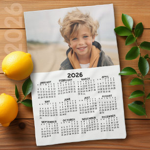 Kalender mit Foto - Jahresansicht - Schwarz-weiß Geschirrtuch