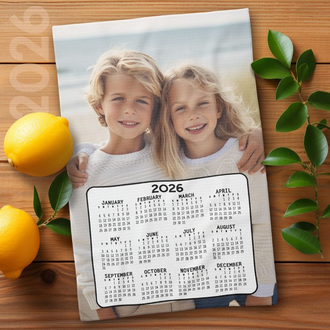 Kalender mit Foto Volljährig anzeigen Moderne Mini Geschirrtuch (2026 Calendar)