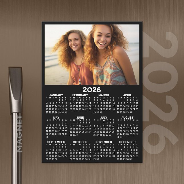 Kalender mit Foto Volljährig anzeigen Moderne Mini Magnetkarte (2026 Calendar with A Photo and Magnetic Back)