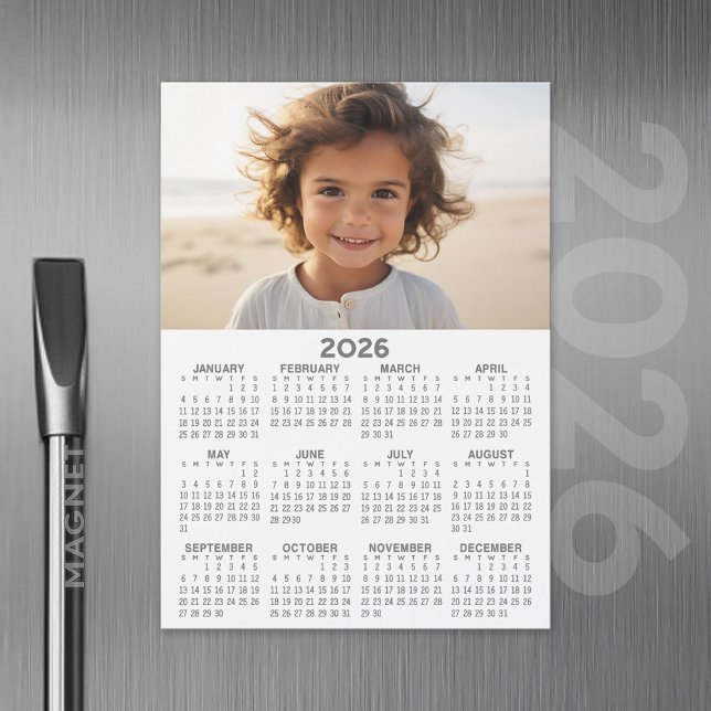 Kalender mit Foto - Volljährige Magnetkarte (2026 Calendar with A Photo and Magnetic Back)