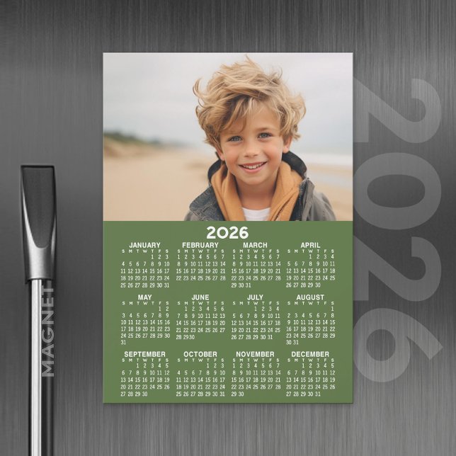 Kalender mit Foto - Volljährige Magnetkarte (2026 Calendar with A Photo and Magnetic Back)