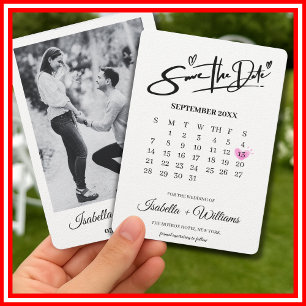Kalender mit Herz Elegante Foto Moderne Hochzeit  Save The Date
