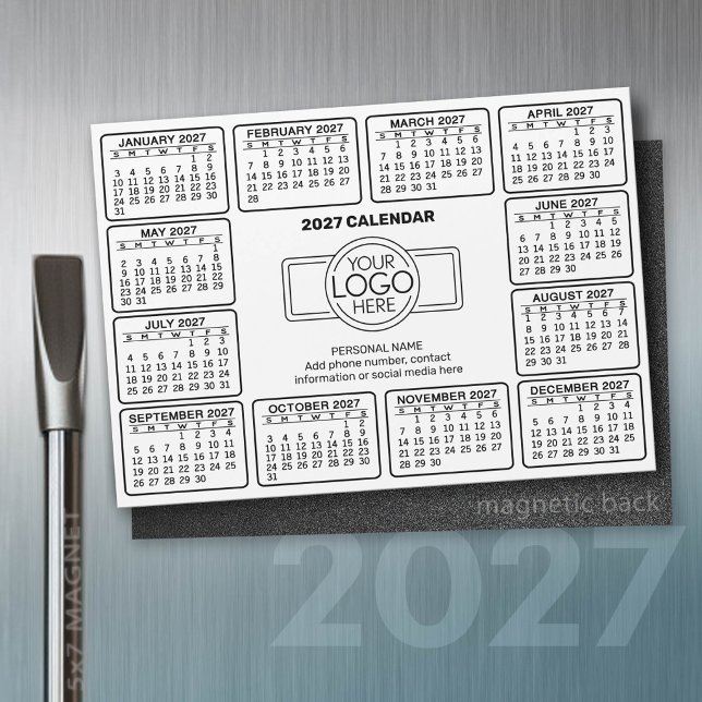 Kalender mit Logo Kontakt-Magnet Magnetkarte (2027 Calendar)