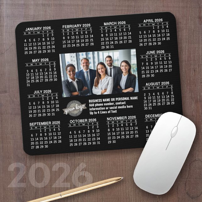 Kalender mit Logo Kontakt-Magnet Mousepad (2026 Calendar with a Photo Collage on a Mousepad)