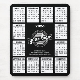 Kalender mit Logo Kontaktinformationen Schwarz Wei Mousepad