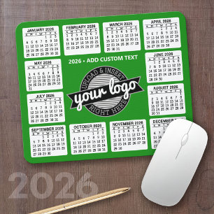 Kalender mit Logo und Text - grün und weiß Mousepad