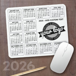 Kalender mit Logo und Text - Schwarz und Weiß Mousepad