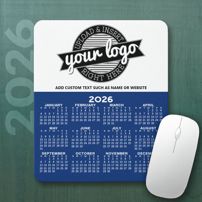 Kalender mit Logo - Vertikale Jahresansicht Mousepad (2026 Calendar Mousepad with Business Logo)