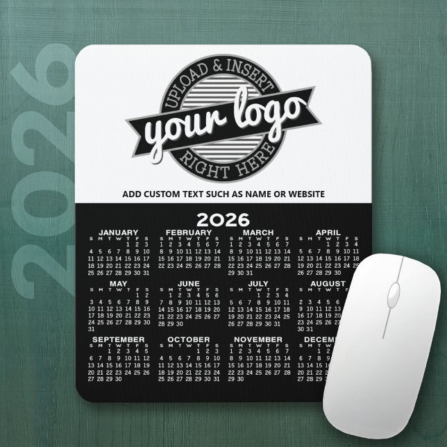 Kalender mit Logo - Vertikale Jahresansicht Mousepad (2026 Calendar Mousepad with Business Logo)