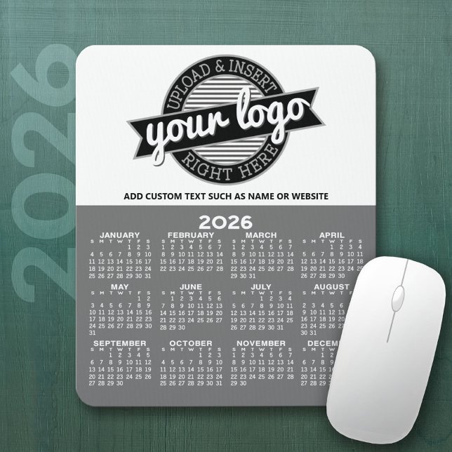 Kalender mit Logo - Vertikale Jahresansicht Mousepad (2026 Calendar Mousepad with Business Logo)