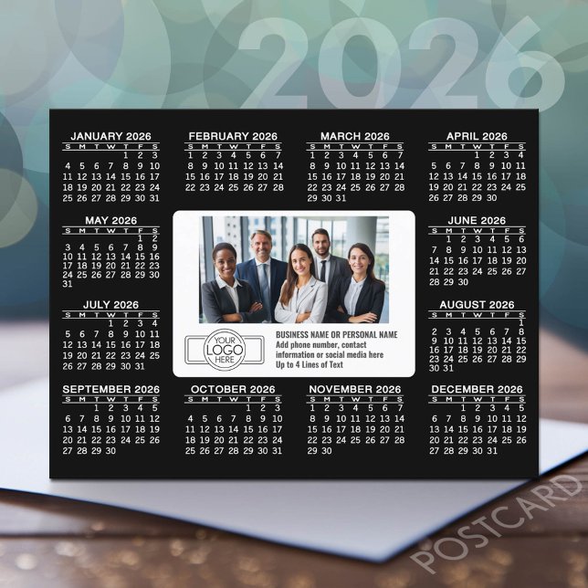 Kalender mit Logoinformationen Kontaktinformatione Postkarte (2026 Calendar Postcard)
