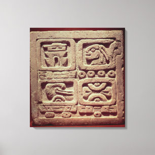 Kalender mit vier Glyphen, Toltec Leinwanddruck