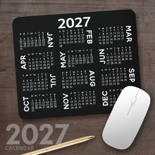 Kalender - modern, schwarz und weiß mousepad