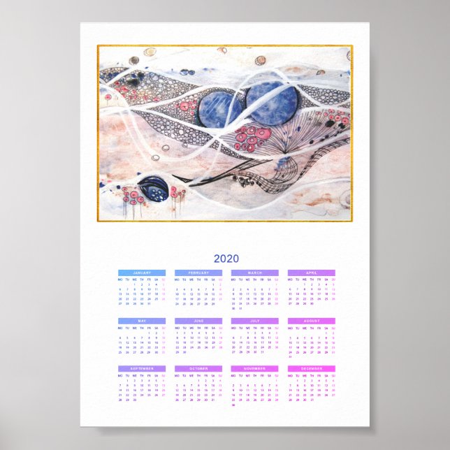 Kalender Modernes Abstraktes volles Jahr 2020 Gala Poster (Vorne)