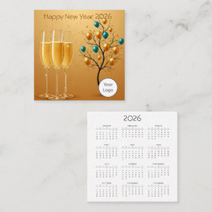 Kalender Neujahr 2026 Square Business Card Quadratische Visitenkarte