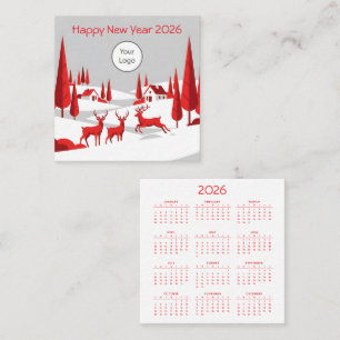Kalender Neujahr 2026 Square Business Card Quadratische Visitenkarte