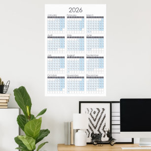 Kalender-Poster für das Jahr 2026 Poster